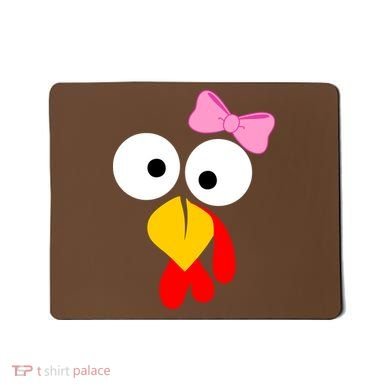 Girl Turkey Face Pink Bow Thanksgiving Day Mousepad