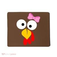 Girl Turkey Face Pink Bow Thanksgiving Day Mousepad thumb 0
