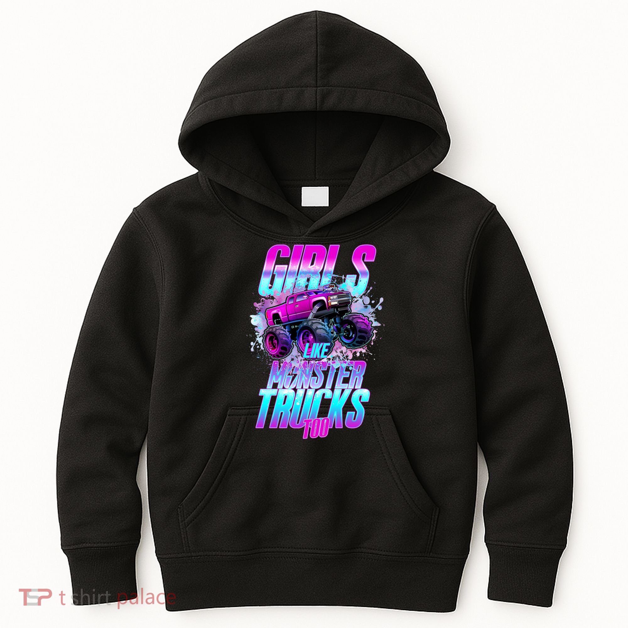 Girls Like Monster Trucks Too Kids Hoodie