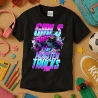 Girls Like Monster Trucks Too Kids T-Shirt thumb 3