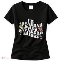 Groovy Im Savannah Doing Savannah Things Funny MotherS Day Women's T-Shirt thumb 0