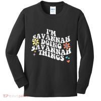 Groovy Im Savannah Doing Savannah Things Funny MotherS Day Kids Long Sleeve Shirt thumb 0