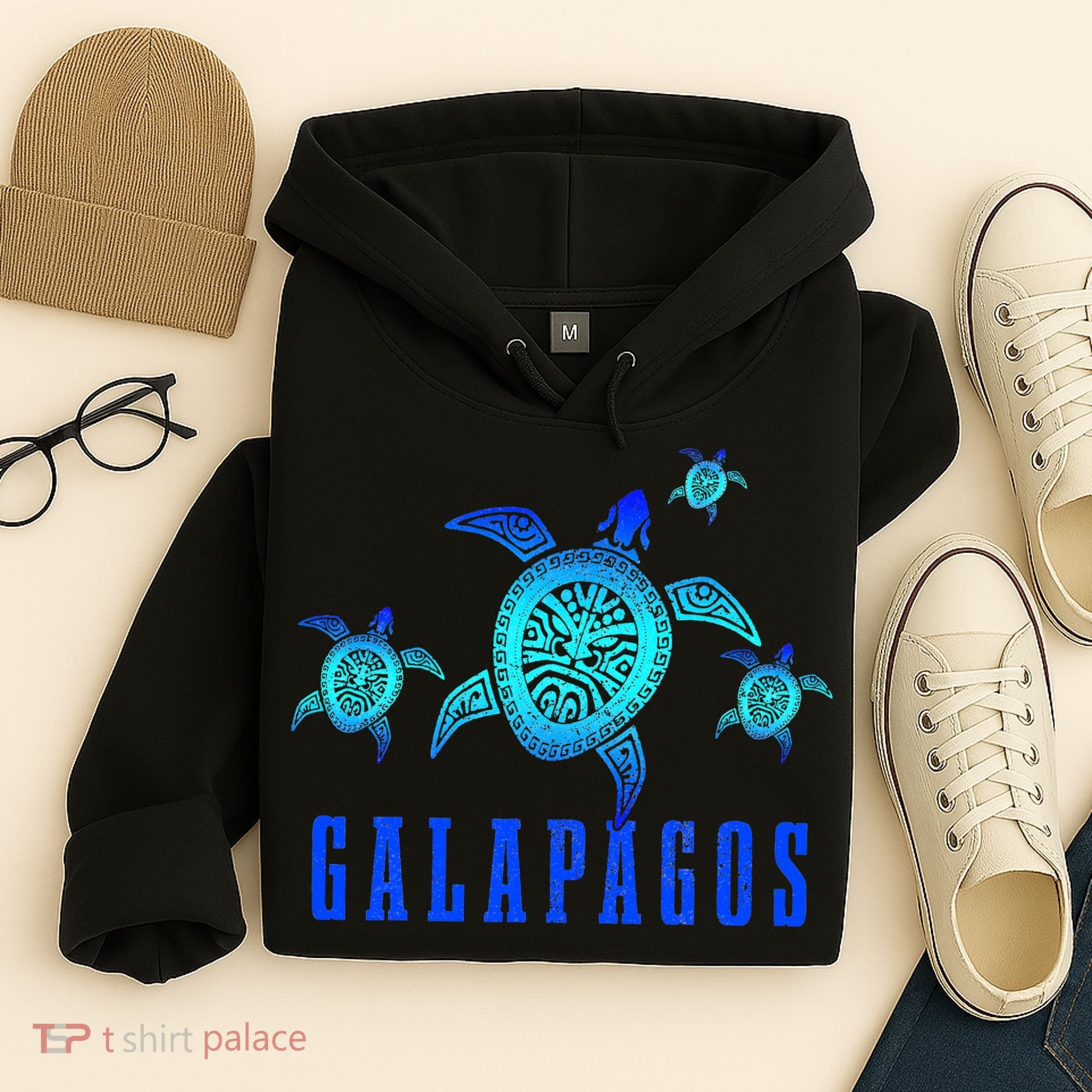Galapagos Islands Sea Turtle Tribal Pattern Scuba Diving Hoodie