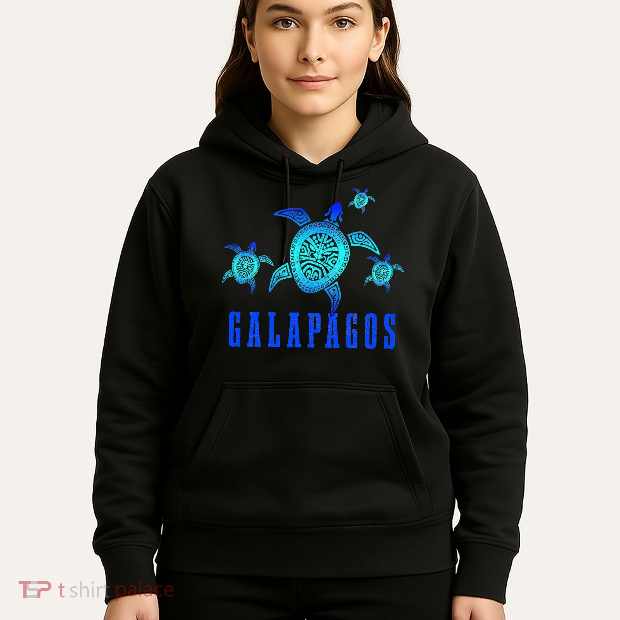 Galapagos Islands Sea Turtle Tribal Pattern Scuba Diving Hoodie