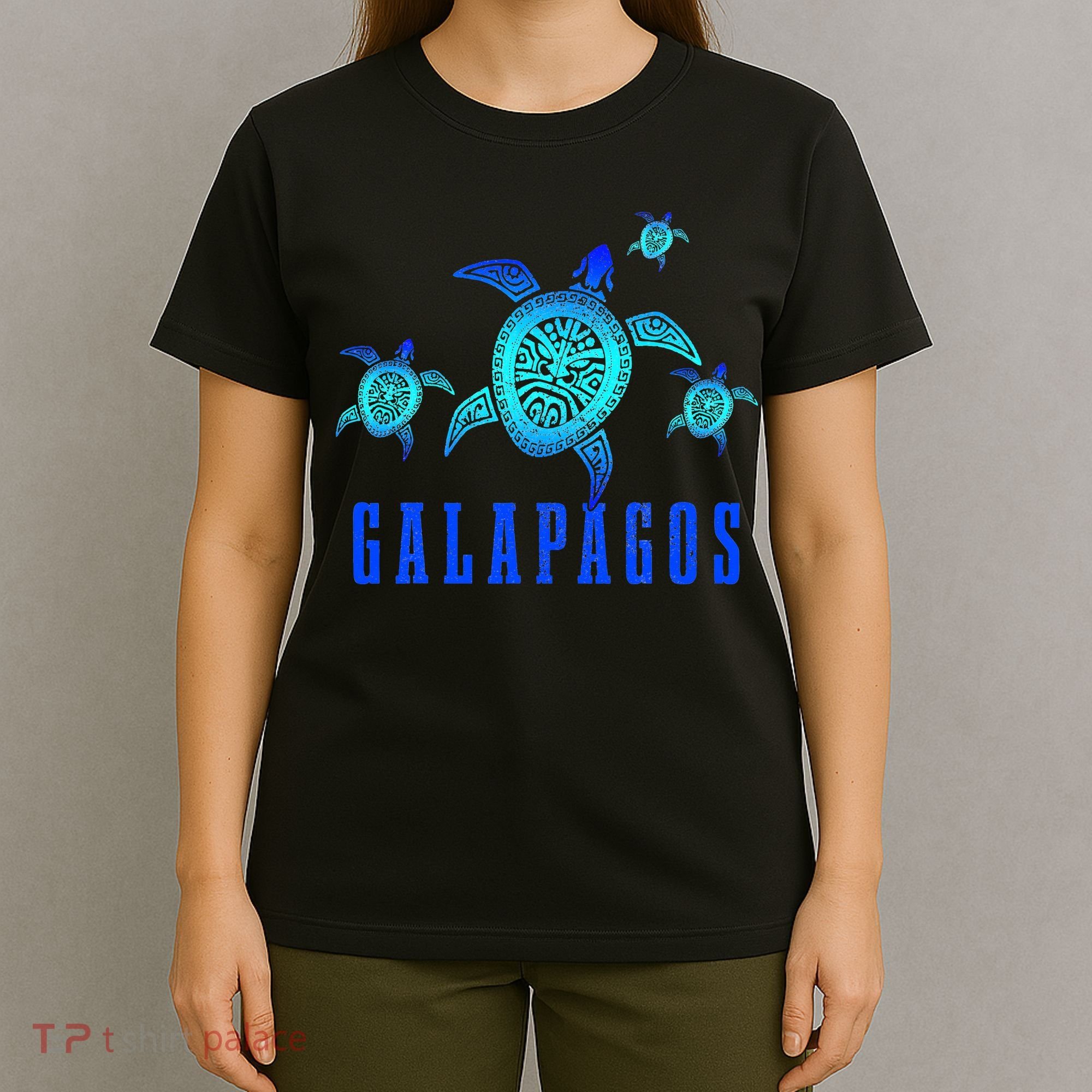 Galapagos Islands Sea Turtle Tribal Pattern Scuba Diving T-Shirt