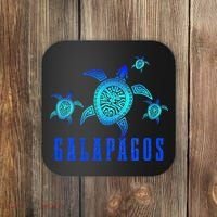 Galapagos Islands Sea Turtle Tribal Pattern Scuba Diving Coaster thumb 0
