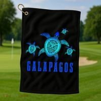 Galapagos Islands Sea Turtle Tribal Pattern Scuba Diving Golf Towel thumb 1