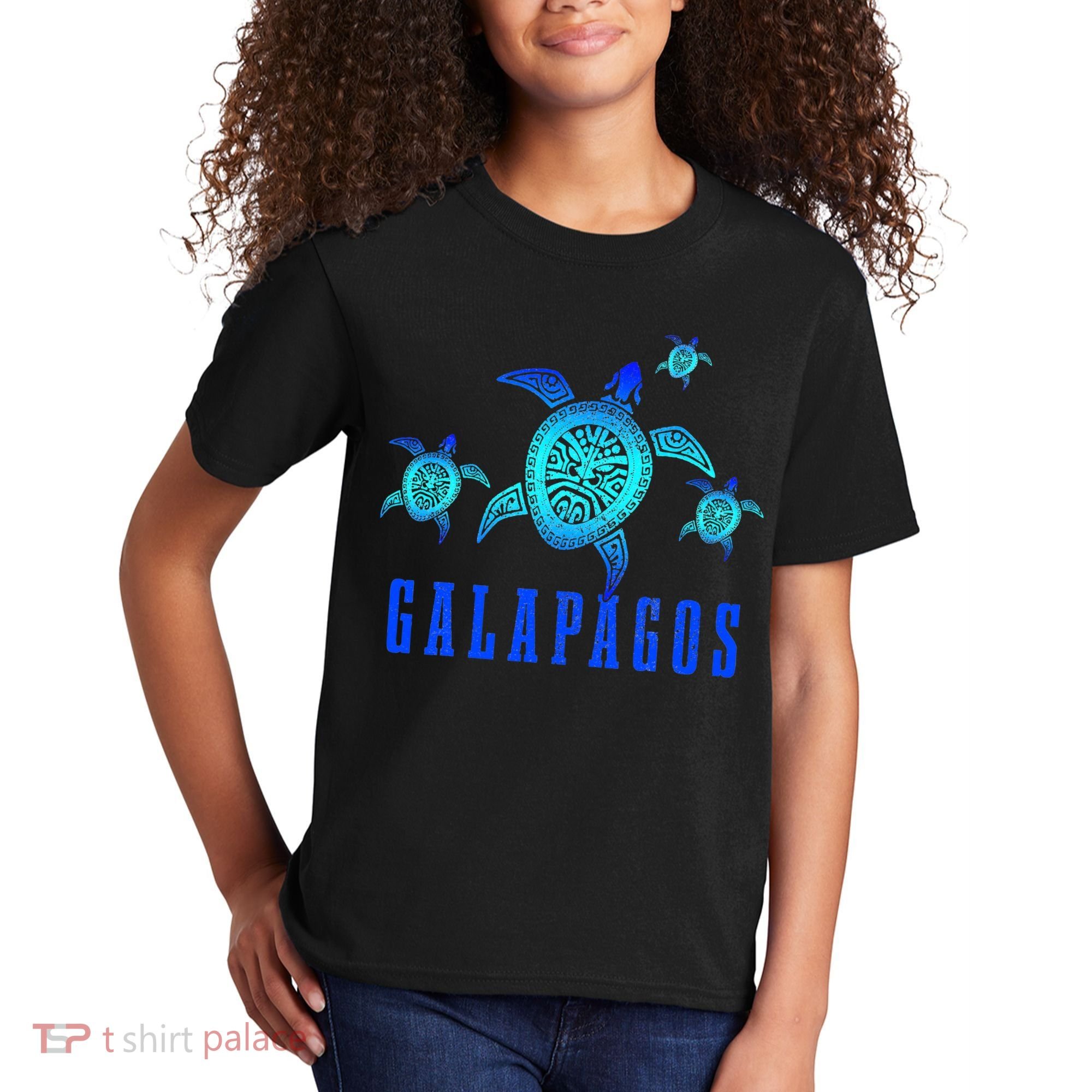 Galapagos Islands Sea Turtle Tribal Pattern Scuba Diving Kids T-Shirt