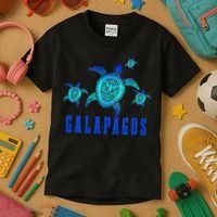 Galapagos Islands Sea Turtle Tribal Pattern Scuba Diving Kids T-Shirt thumb 3