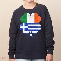 Greek Irish Shamrock Greece Ireland Flag St. Patrick's Day Women's Sweatshirt thumb 0