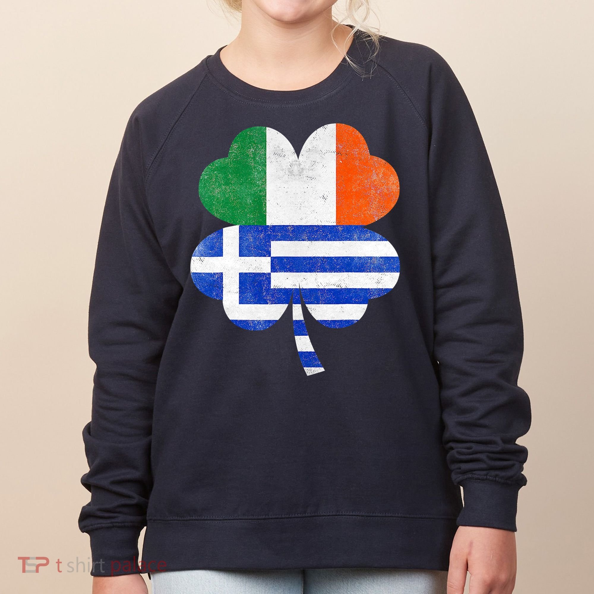 Greek Irish Shamrock Greece Ireland Flag St. Patrick's Day Women's Sweatshirt