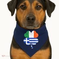 Greek Irish Shamrock Greece Ireland Flag St. Patrick's Day USA-Made Doggie Bandana thumb 1