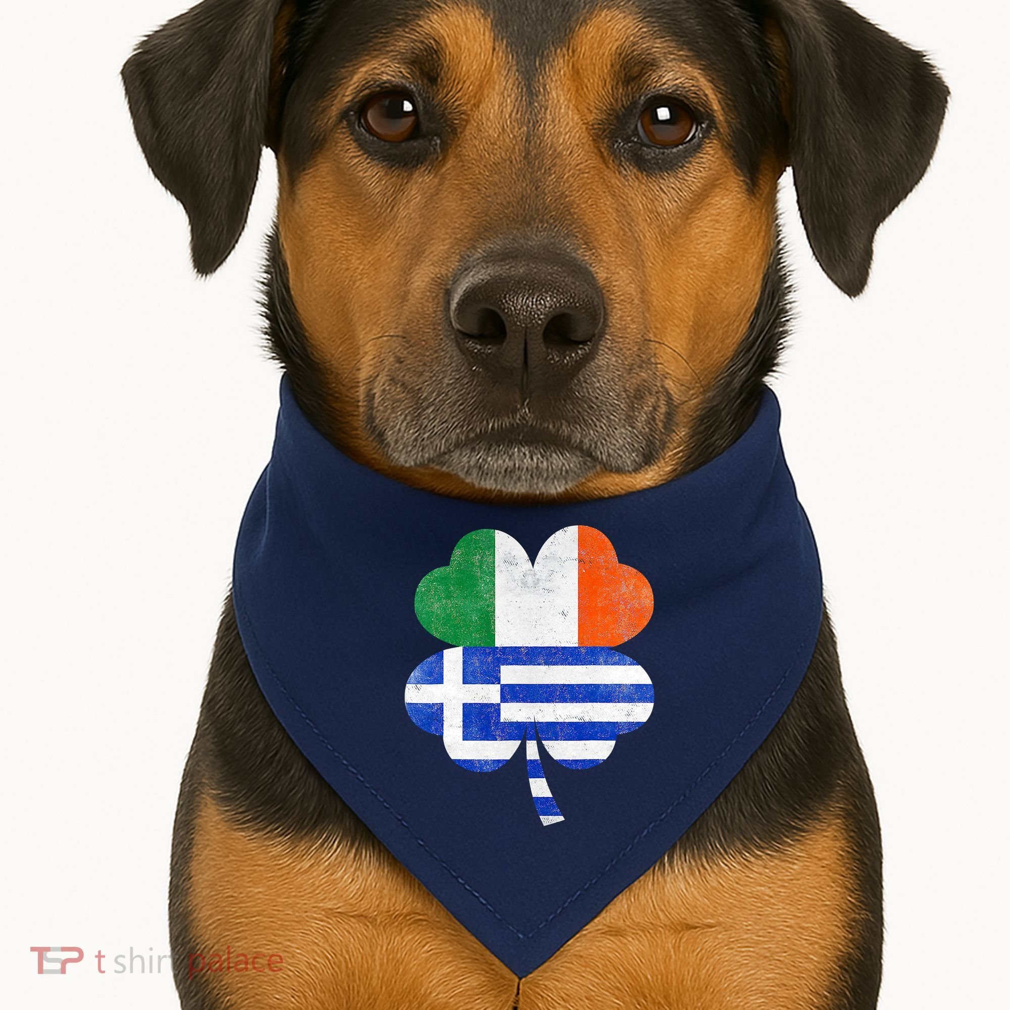 Greek Irish Shamrock Greece Ireland Flag St. Patrick's Day USA-Made Doggie Bandana