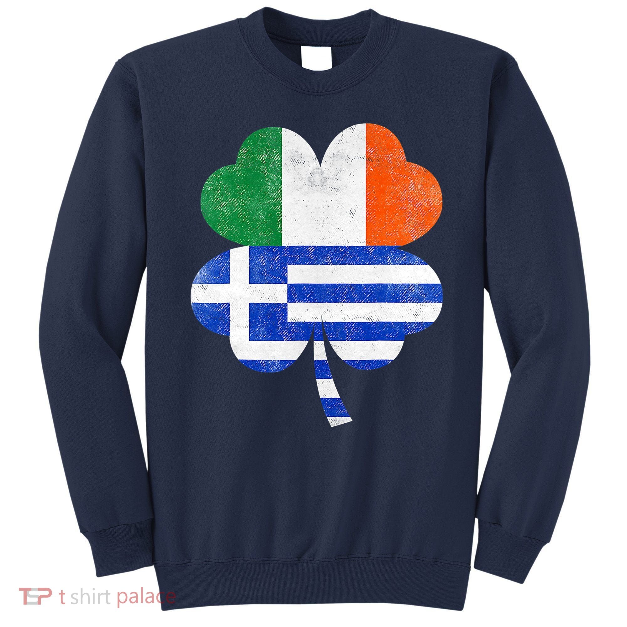 Greek Irish Shamrock Greece Ireland Flag St. Patrick's Day Sweatshirt