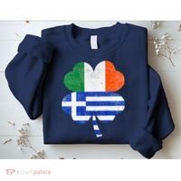 Greek Irish Shamrock Greece Ireland Flag St. Patrick's Day Sweatshirt thumb 2