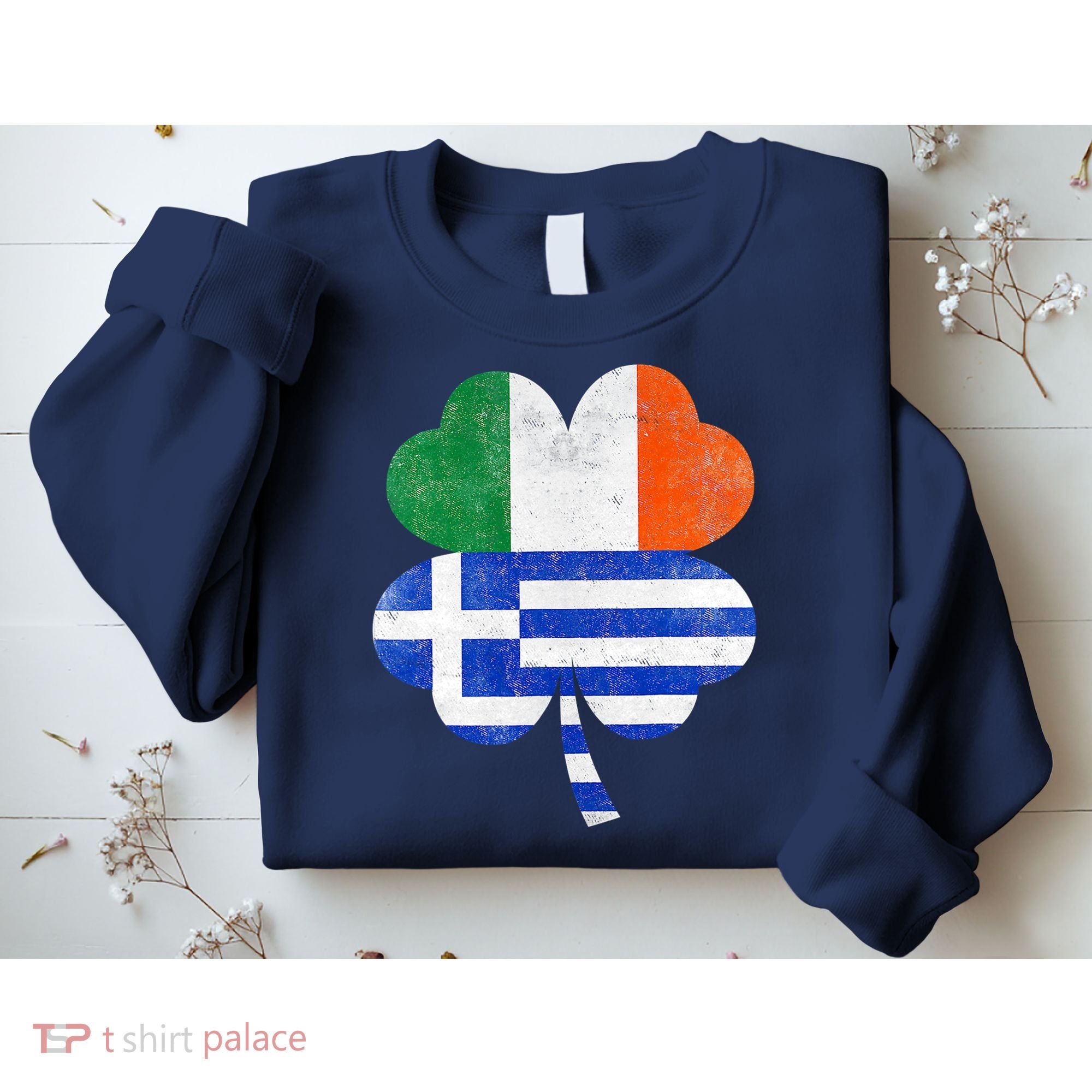 Greek Irish Shamrock Greece Ireland Flag St. Patrick's Day Sweatshirt