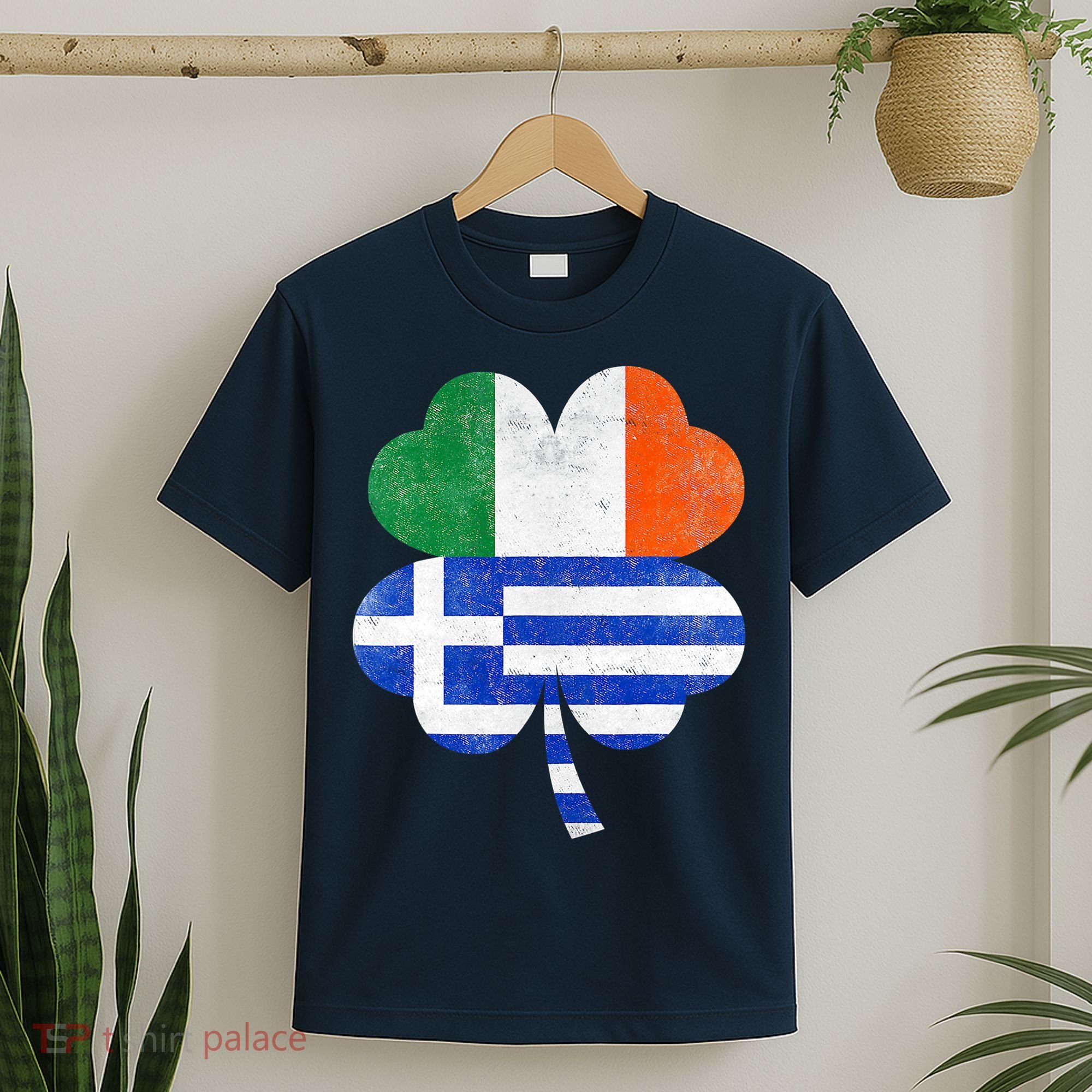 Greek Irish Shamrock Greece Ireland Flag St. Patrick's Day T-Shirt