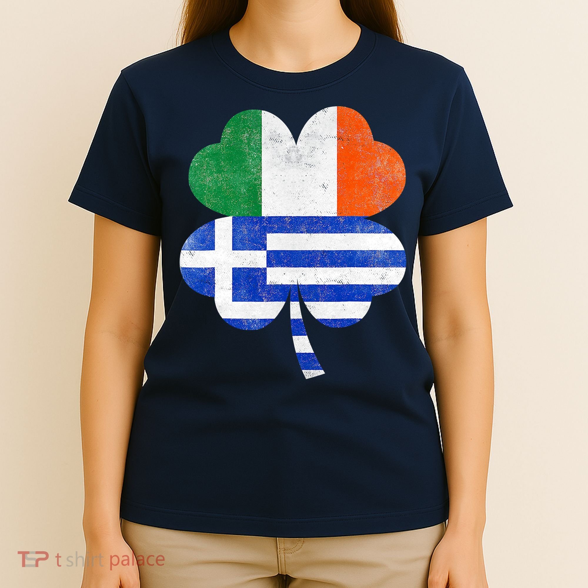 Greek Irish Shamrock Greece Ireland Flag St. Patrick's Day T-Shirt