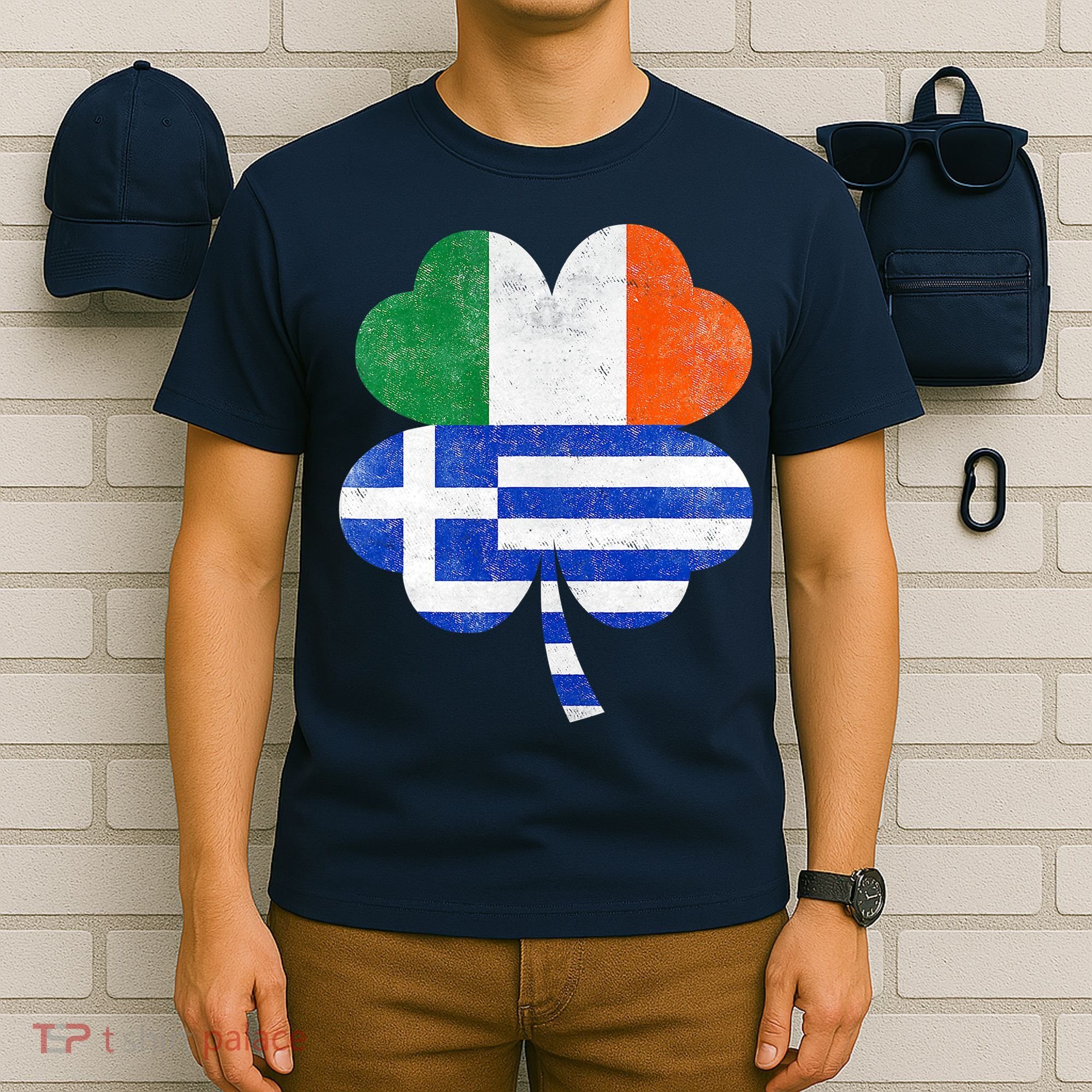 Greek Irish Shamrock Greece Ireland Flag St. Patrick's Day T-Shirt