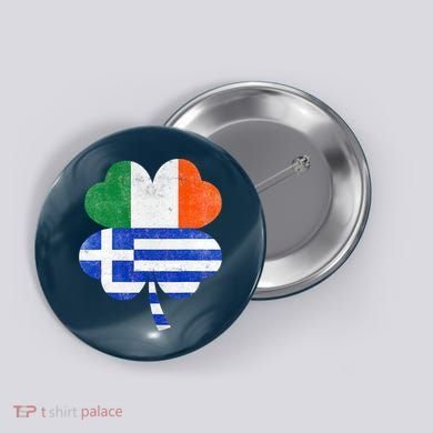 Greek Irish Shamrock Greece Ireland Flag St. Patrick's Day Button