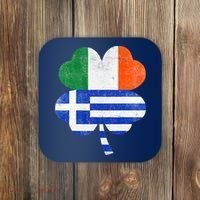 Greek Irish Shamrock Greece Ireland Flag St. Patrick's Day Coaster thumb 0