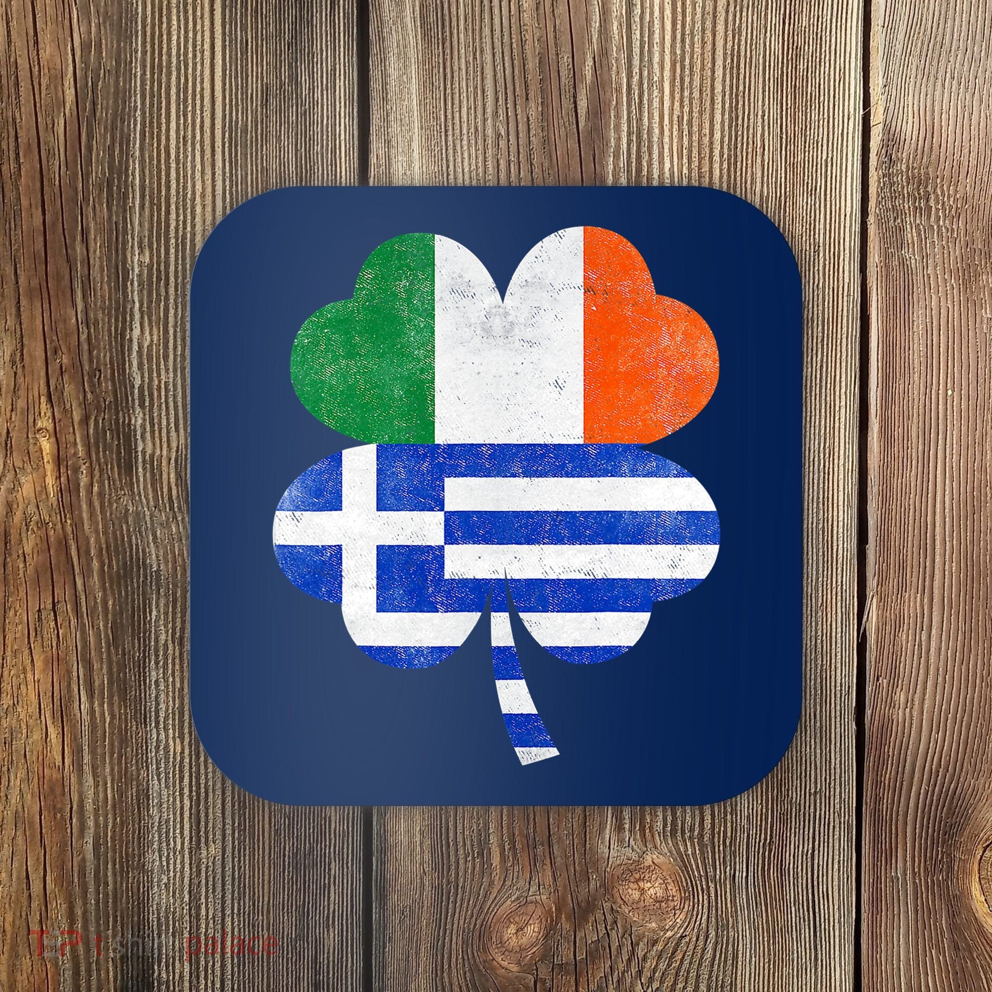 Greek Irish Shamrock Greece Ireland Flag St. Patrick's Day Coaster