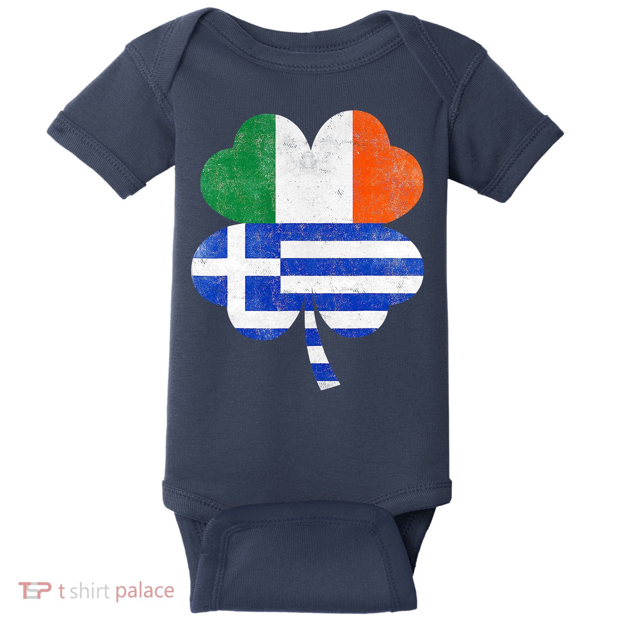 Greek Irish Shamrock Greece Ireland Flag St. Patrick's Day Baby Bodysuit