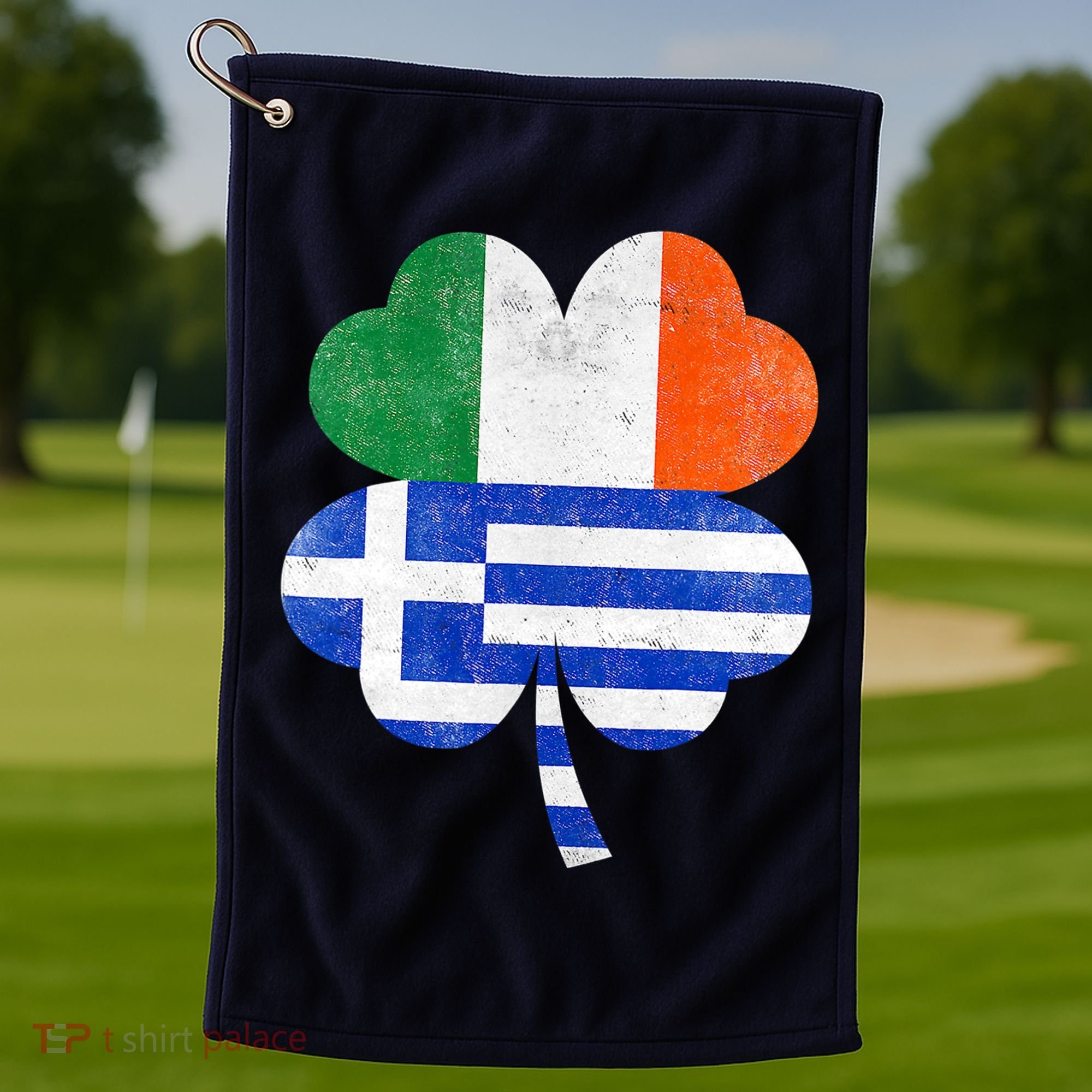 Greek Irish Shamrock Greece Ireland Flag St. Patrick's Day Golf Towel