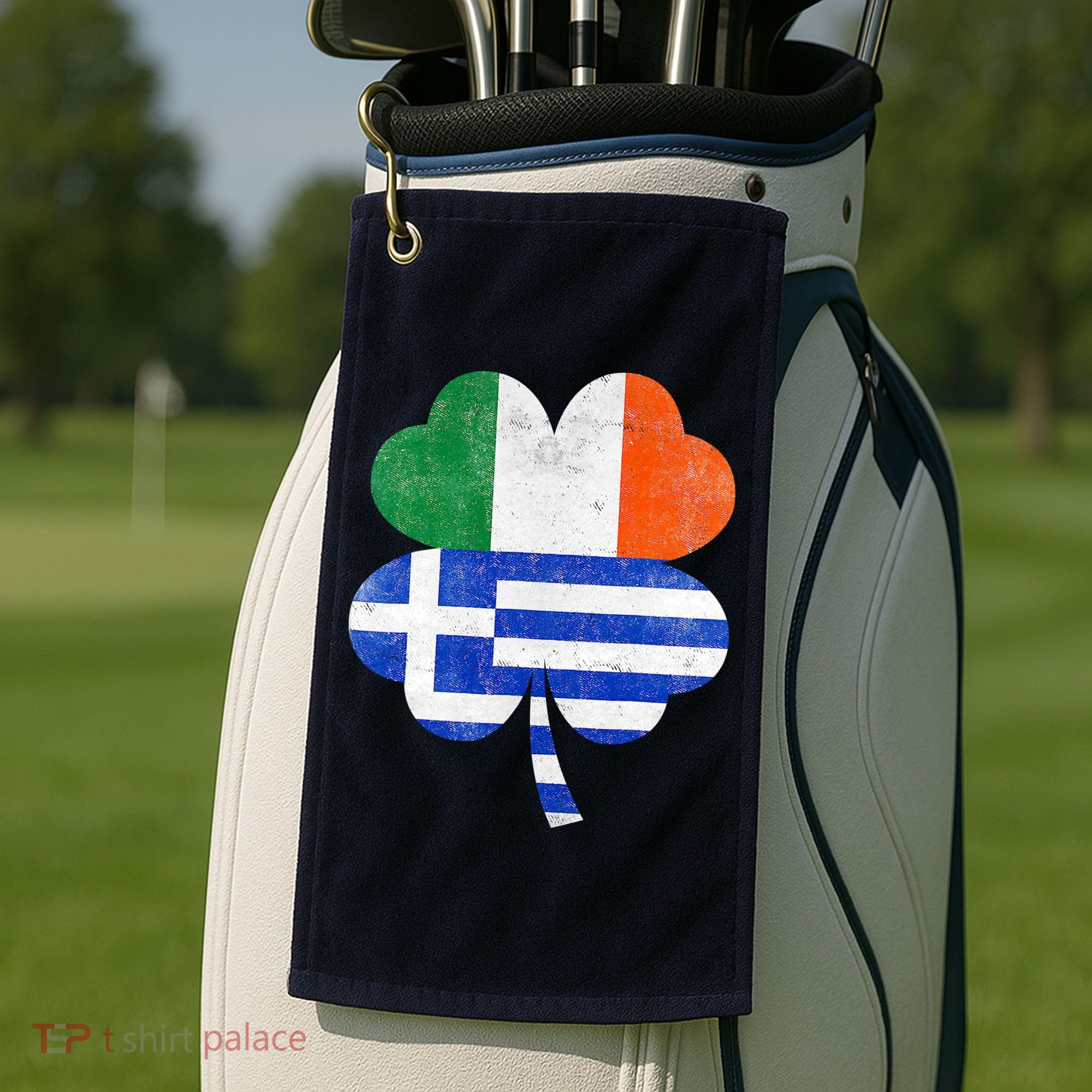 Greek Irish Shamrock Greece Ireland Flag St. Patrick's Day Golf Towel