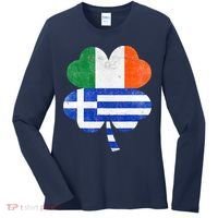 Greek Irish Shamrock Greece Ireland Flag St. Patrick's Day Women's Long Sleeve Shirt thumb 0