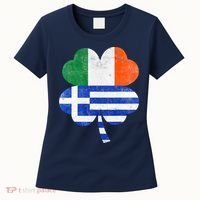 Greek Irish Shamrock Greece Ireland Flag St. Patrick's Day Women's T-Shirt thumb 0