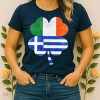 Greek Irish Shamrock Greece Ireland Flag St. Patrick's Day Women's T-Shirt thumb 2