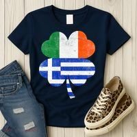 Greek Irish Shamrock Greece Ireland Flag St. Patrick's Day Women's T-Shirt thumb 3