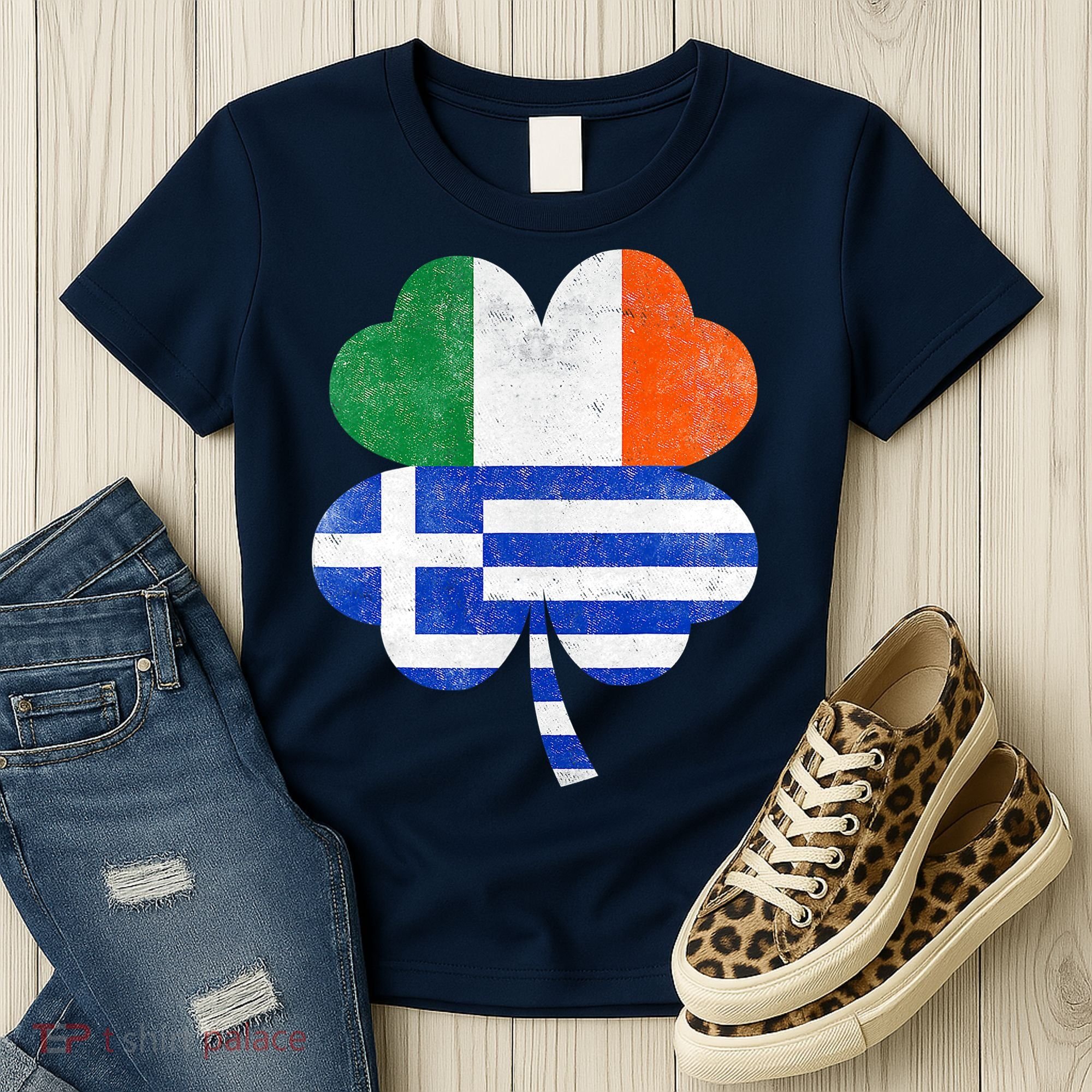 Greek Irish Shamrock Greece Ireland Flag St. Patrick's Day Women's T-Shirt