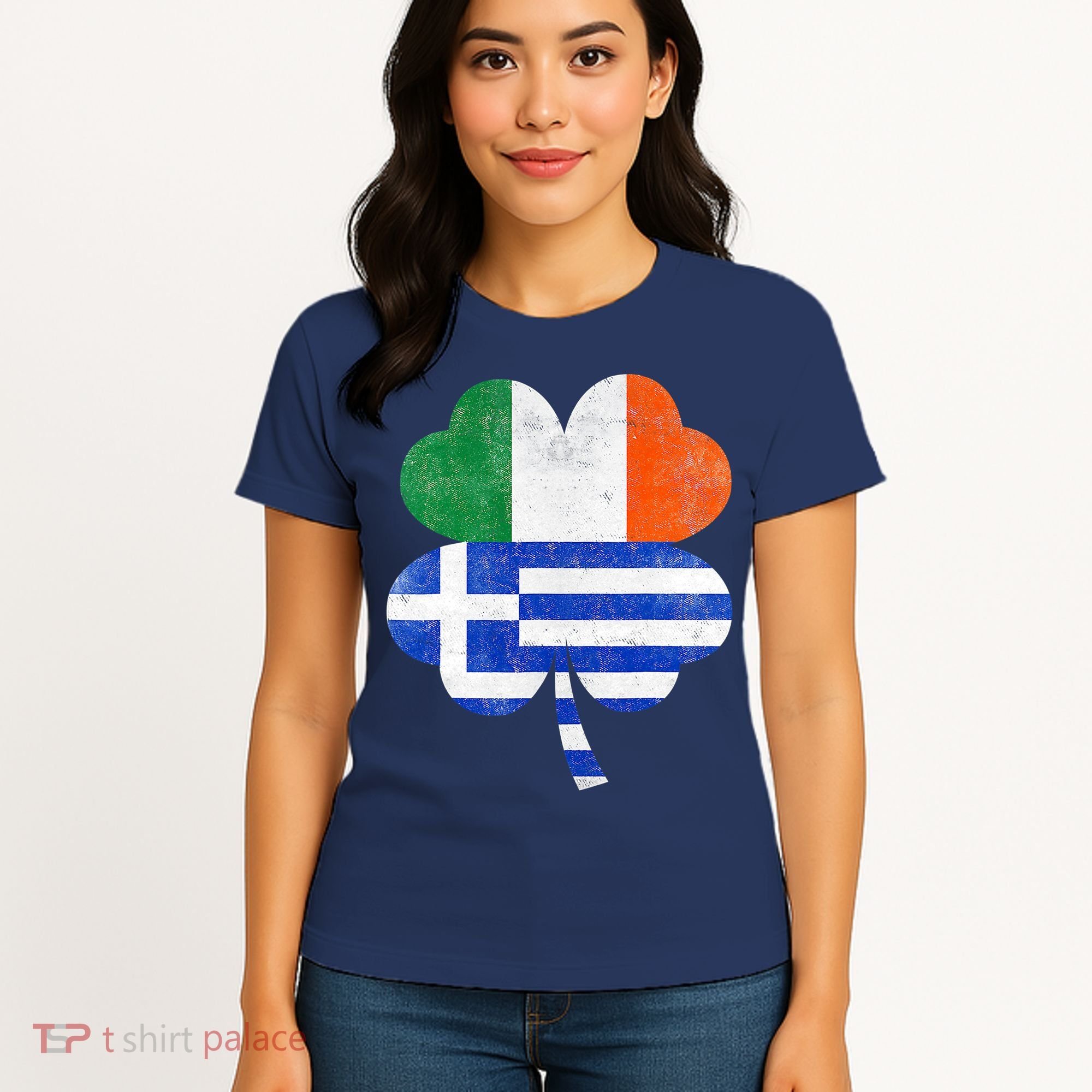 Greek Irish Shamrock Greece Ireland Flag St. Patrick's Day Women's T-Shirt