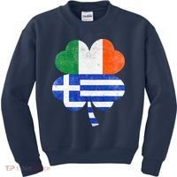Greek Irish Shamrock Greece Ireland Flag St. Patrick's Day Kids Sweatshirt thumb 0