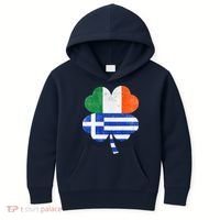 Greek Irish Shamrock Greece Ireland Flag St. Patrick's Day Kids Hoodie thumb 0