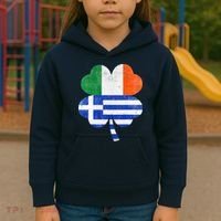 Greek Irish Shamrock Greece Ireland Flag St. Patrick's Day Kids Hoodie thumb 3