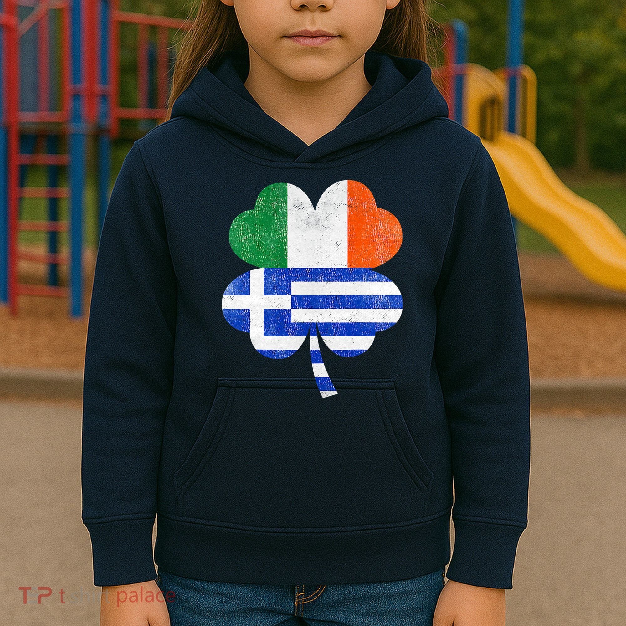 Greek Irish Shamrock Greece Ireland Flag St. Patrick's Day Kids Hoodie