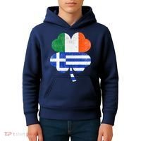 Greek Irish Shamrock Greece Ireland Flag St. Patrick's Day Kids Hoodie thumb 4