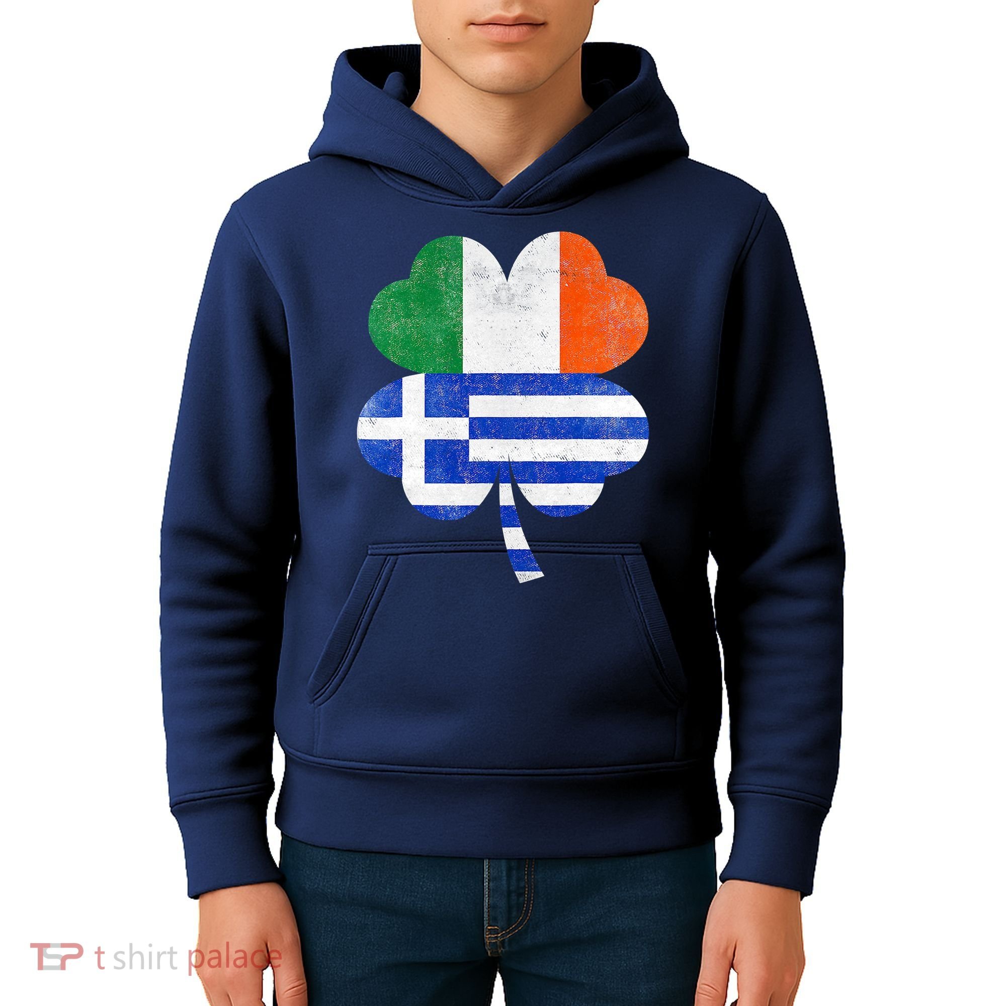 Greek Irish Shamrock Greece Ireland Flag St. Patrick's Day Kids Hoodie