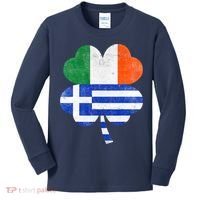Greek Irish Shamrock Greece Ireland Flag St. Patrick's Day Kids Long Sleeve Shirt thumb 0