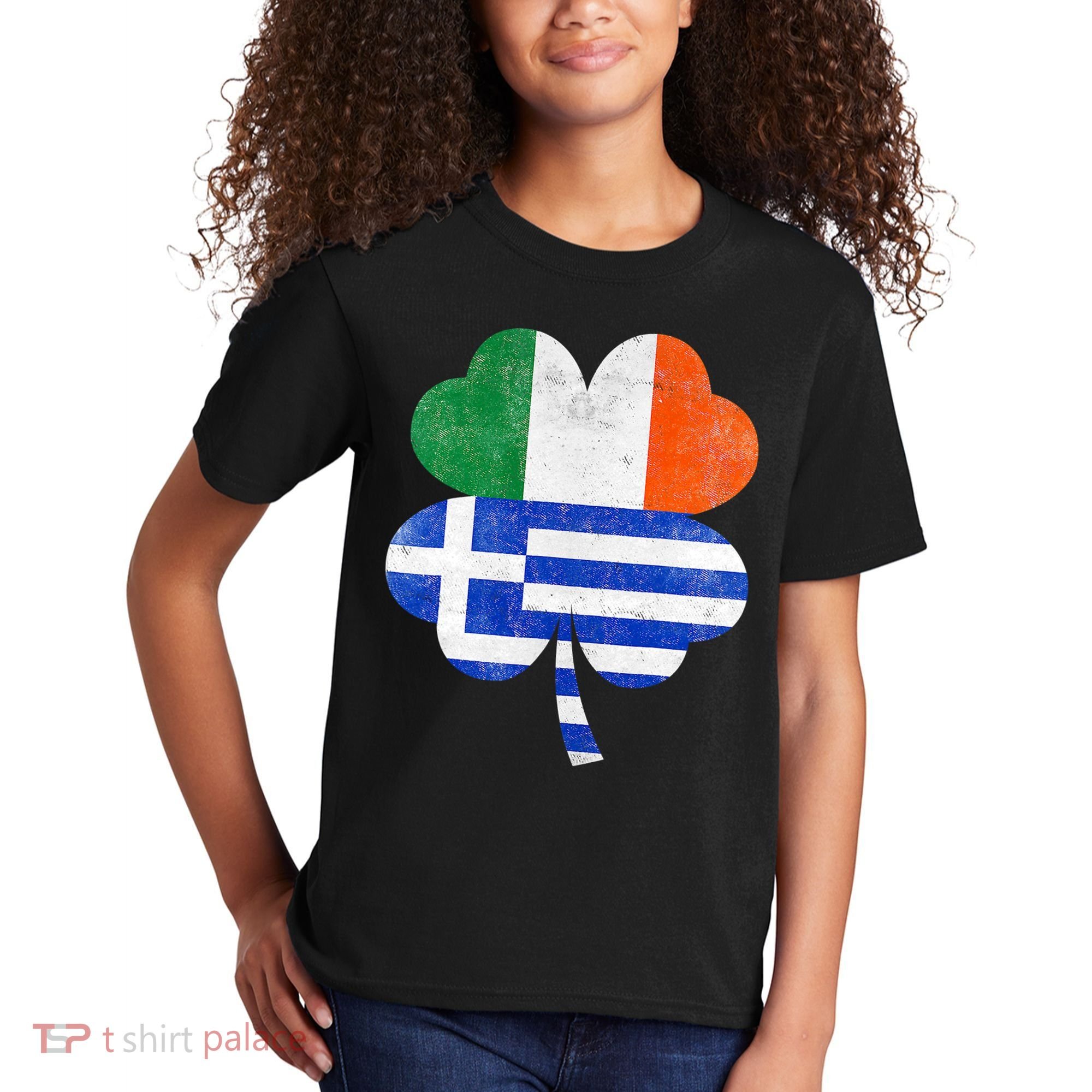 Greek Irish Shamrock Greece Ireland Flag St. Patrick's Day Kids T-Shirt