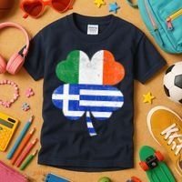 Greek Irish Shamrock Greece Ireland Flag St. Patrick's Day Kids T-Shirt thumb 3