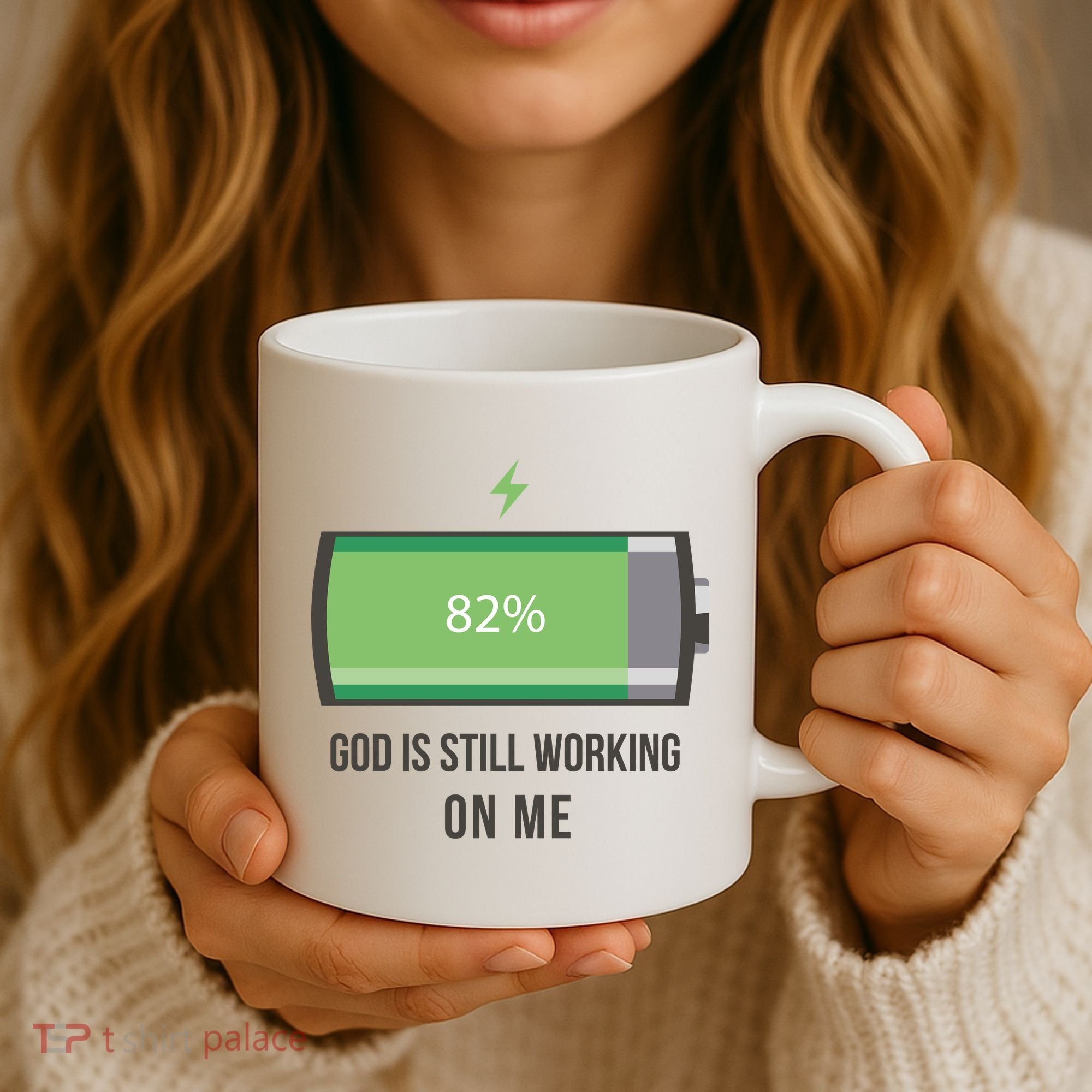 God Is Still Working On Me Battery Loading Coffee Mug