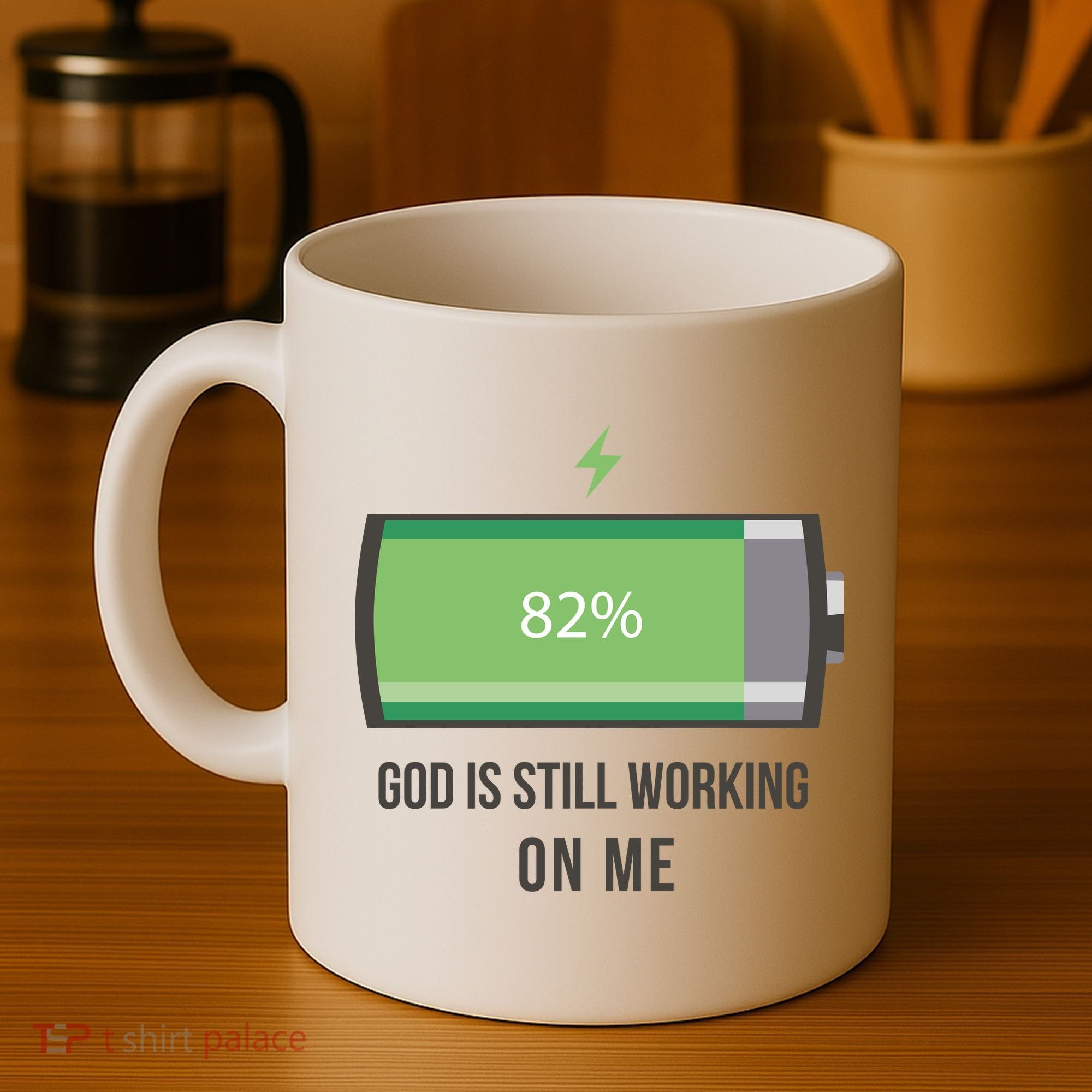 God Is Still Working On Me Battery Loading Coffee Mug