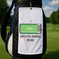 God Is Still Working On Me Battery Loading Golf Towel thumb 2