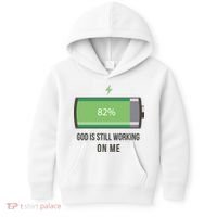 God Is Still Working On Me Battery Loading Kids Hoodie thumb 0