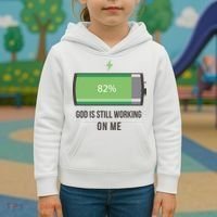 God Is Still Working On Me Battery Loading Kids Hoodie thumb 3