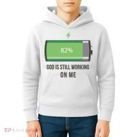 God Is Still Working On Me Battery Loading Kids Hoodie thumb 4
